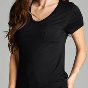 Harper Black V Neck Tee